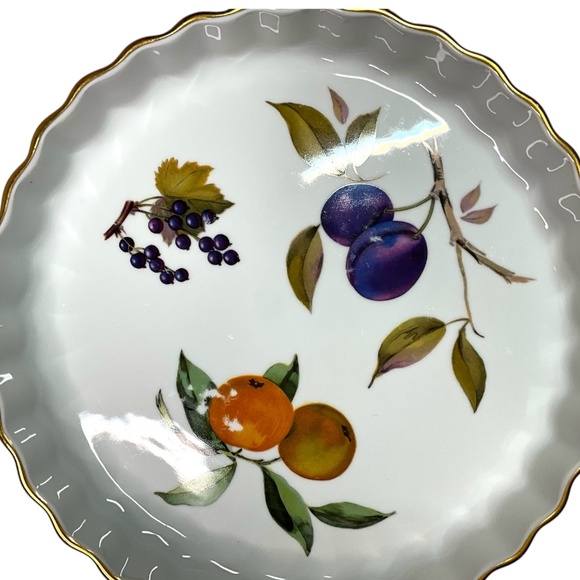 ROYAL WORCESTER Evesham Fine Porcelain Oven to Tableware 9” Flan Dish Gold - Picture 4 of 7